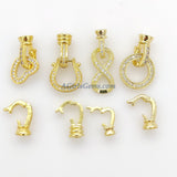 Infinity Clasp Buckle, CZ Micro Pave Figure Clasps and 2 Clips, Interlocking Gold or Silver Knotting Pearl Jewelry Findings Fold Over Clasps