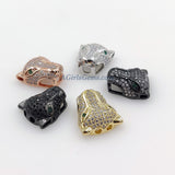 CZ Micro Pave Tiger Head Bead Charm, Leopard Head, Panther Cat Head # 452