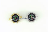 CZ Micro Pave Compass Connectors, Gold Charms for Bracelets # 932, Silver Direction His/Her Jewelry