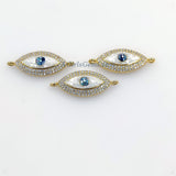 Evil Eye Connector, CZ Micro Pave Gold Shell White Evil Eye Protection Jewelry, Mother of Pearl Evil Eye Charms