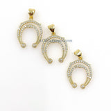 Crescent Moon Charms, CZ Micro Pave Double Horn, Gold