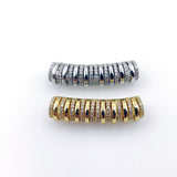 CZ Micro Pave Bar Tube for Bracelets, Gold Big Hole Tube Beads, Large Hole Bracelet Spacer Focal Charms