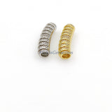 CZ Micro Pave Bar Tube for Bracelets, Gold Big Hole Tube Beads, Large Hole Bracelet Spacer Focal Charms