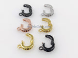 Bail Enhancer Ring Clasps or Bail, 3 Pcs Black or Rose Gold CZ Pave, Charm Holder Lobster Hoops