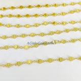 Silver Beaded Rosary Chain, Jewelry 4 mm Oblong Oval Metal Beaded Flat Moroccan Style Beads CH #228, Soldered Links Gold/Silver Plated