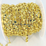 Gold Beaded Chain, Religious Chain CH #227, 4 mm Flat Oval Metal Chain