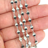 Silver Beaded Chain, Jewelry 4 mm Oblong Oval Metal Beaded Flat Moroccan Style Beads CH #228, Soldered Links Gold/Silver Plated