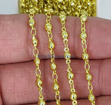 Gold Beaded Rosary Chain, Religious Chain for Jewelry CH #232, 4 mm Round Metal Beads