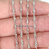 Silver Beaded Rosary Chain, Religious Jewelry Chain CH #231, Dainty Round Metal Beaded