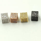 CZ Square Cube Beads, Gold Cubic Zirconia Big Hole Focal Beads # 498, Silver 8 mm Square