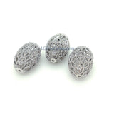 CZ Micro Pave Oval Egg Beads, AG 478, Lace Filigree 18 k Rose Gold Silver Black Lace Boho Cubic Zirconia Spacer