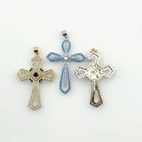 Large Cross Pendant, CZ Micro Paved Charms, Black Pave or Clear CZ