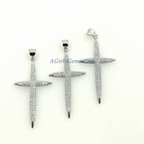 CZ Pave Gold Cross Charms, Silver Blue Turquoise Charms # 448, Black Pave Cross for Necklace