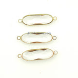 Crystal Clear Connector, 2 Pcs Bracelet Bar, Gold Glass Bezel Links for Bracelet