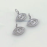 Evil Eye Charm, 2 Pcs CZ Micro Pave Rose Evil Eyes Pendant, 15 x 12 mm Gold