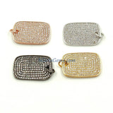 Mini Dog Tag Charms, Tiny CZ Pave Rectangle Rose Gold #934, Gold