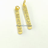 CZ Micro Pave Love Words Charms, Gold Rectangle Oblong Rectangle Pendants #558, Inspirational Dog Tags Long Stick Bar for Necklace Earrings