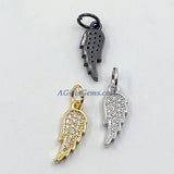 CZ Micro Pave Angel Wings, Tiny Charms 8 x 15 mm Gold AG# 285, Silver Guardian Angel Minimalist Jewelry