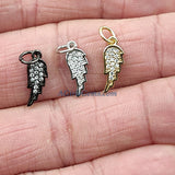 CZ Micro Pave Angel Wings, Tiny Charms 8 x 15 mm Gold AG# 285, Silver Guardian Angel Minimalist Jewelry