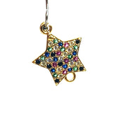 Small Star Disc Connectors, CZ Micro Pave Gold Silver Rainbow Links, 2 Loops Starburst CZ Pride Lgbt Earrings