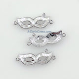 CZ Micro Pave Mardi Gras Connector, Gold Black Masquerade Shell New Orleans Mask Charms # 408, Necklace