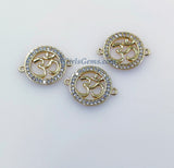 CZ Micro Pave Omh Bracelet Connectors, Buddhist Yoga charms # 438, Hindus Aum pendants for Malas