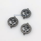 CZ Micro Pave Omh Bracelet Connectors, Buddhist Yoga charms # 438, Hindus Aum pendants for Malas