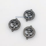 CZ Micro Pave Omh Bracelet Connectors, Buddhist Yoga charms # 438, Hindus Aum pendants for Malas