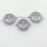 CZ Micro Pave Omh Bracelet Connectors, Buddhist Yoga charms # 438, Hindus Aum pendants for Malas