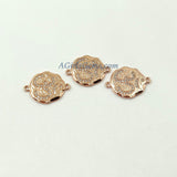 CZ Pave Om Connectors, Buddhist Ohm Yoga charms #436, 18 K Rose Gold Plated Ohm