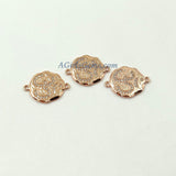 CZ Micro Pave Om Connectors, Buddhist Ohm Yoga charms, 18 K Rose Gold Plated Ohm and Hindus Aum Link pendants for Malas