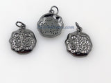 CZ Micro Pave Om Charms, Buddhist Ohm Yoga charm, 18 K Rose/Silver/Gold/Black Plated Mala Ohm and Hindus Aum Pendants