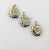 CZ Micro Pave Om Charms, Buddhist Ohm Yoga charm, 18 K Rose/Silver/Gold/Black Plated Mala Ohm and Hindus Aum Pendants