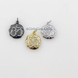 CZ Micro Pave Om Charms, Buddhist Ohm Yoga charm, 18 K Rose/Silver/Gold/Black Plated Mala Ohm and Hindus Aum Pendants