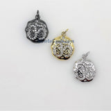 CZ Micro Pave Om Charms, Buddhist Ohm Yoga charm, 18 K Rose/Silver/Gold/Black Plated Mala Ohm and Hindus Aum Pendants