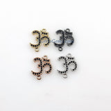 CZ Micro Pave Om Connectors, Buddhist Ohm Yogis Links, Rose/Gold/Silver/Black Paved Ohms