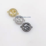 CZ Micro Pave Omh Bracelet Connectors, Buddhist Yoga charms # 438, Hindus Aum pendants for Malas