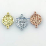 St. Benedict Medal Connectors, 3 Pcs Cross Rosary Centers, 18 K Gold Plated Cross Links; 15 x 21 mm