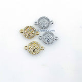 CZ Micro Pave Gold Cross Connector, 11 x 16 mm Cubic Zirconia Links #491, Silver Connectors