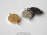 CZ Micro Pave Round Connector, CZ Disc Links #125, Center Connectors Beads AG #270