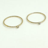 14K Gold-Filled Cubic Zirconia Stacking Ring, Tiny Beaded Band - 8 US/CA