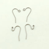 Silver Ear Hooks, Earring Findings Surgical Stainless Steel Earwires, Open Loop Fish Hooks or Ball End Earring Components Bulk Wholesale