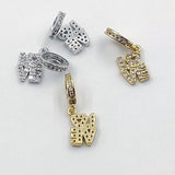 Tiny Opal I Love You Charms, Gold CZ Micro Pave Large Hole Bail Rings, Silver Big Hole LOVE Bracelets