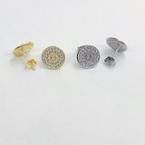 925 Silver Sterling Stud, 10 mm Cubic Zircons Disc Earrings #2554 , Gold Over 925 Sterling Silver Post