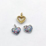 Heart Rainbow Charms, CZ Micro Pave Silver Gold Rainbow Tiny Heart for Earrings, Necklace