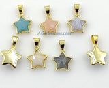 Gemstone Star Charms, Mini Gold Pendants # 426, Amethyst