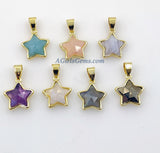 Gemstone Star Charms, Mini Gold Pendants # 426, Amethyst