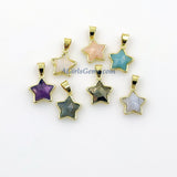 Gemstone Star Charms, Mini Gold Pendants # 426, Amethyst