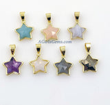 Gemstone Star Charms, Mini Gold Filled Pendants, Amethyst