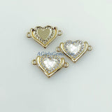 CZ Micro Pave Heart Connectors, Round White Shell Love Charm Beads, 18 K Gold Plated Sacred Charms Link for Bracelets/Rosary Necklaces